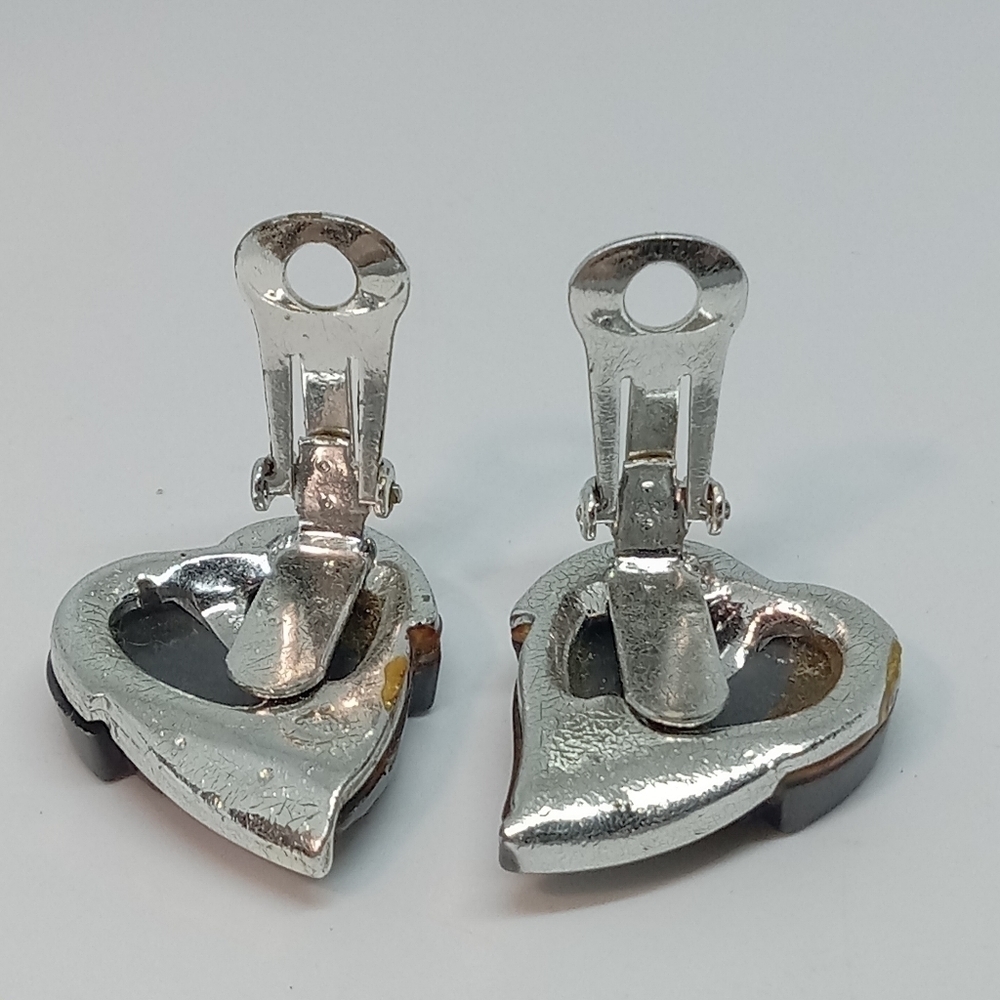 👍 5 for $20 vintage brown thermoset leaf leaves silver tone clip on earrings - Picture 4 of 5